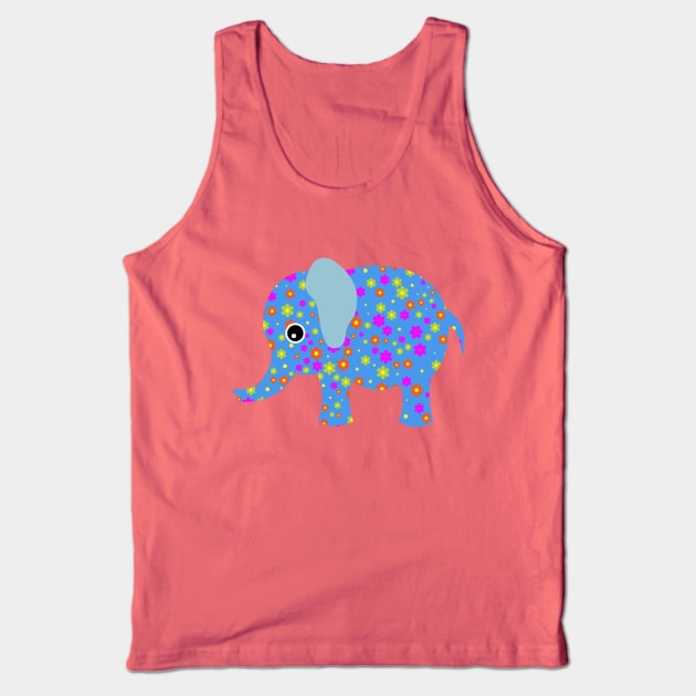 Cute Baby Elephant Flower Floral Art Design Tank Top by PatrioTEEism